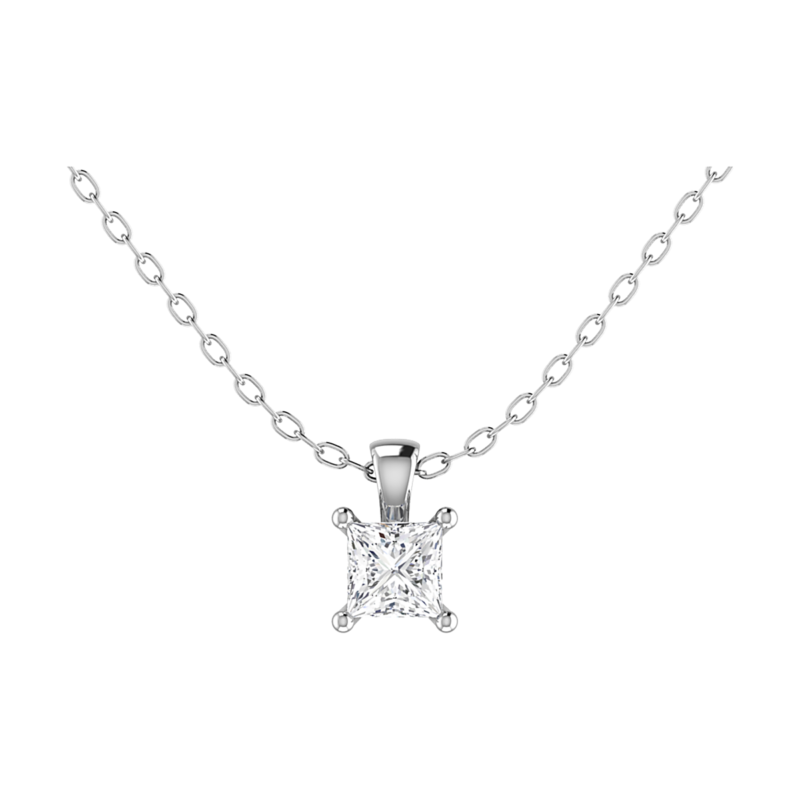 Diamanthalsband med prinsessformad diamant Badrion Roba i vitguld